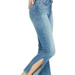Hudson Holly in Lonesome High Rise Straight Crop Slit Hem Jeans 30